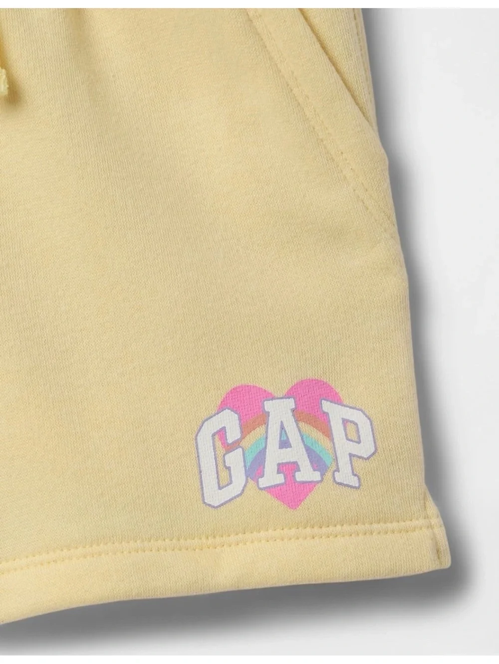 GAP Toddler Yellow Fleece Shorts with Heart Logo, Size 3 Years